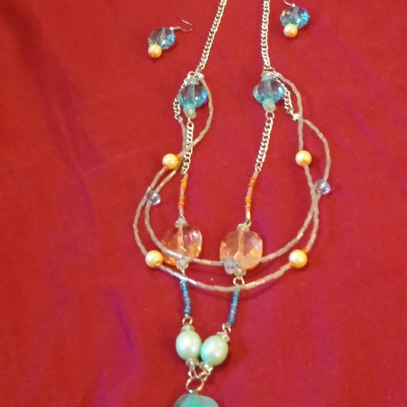 HAND CRAFTED NATURAL STONES NECKLACE & EARRINGS SET - Picture 8 of 8